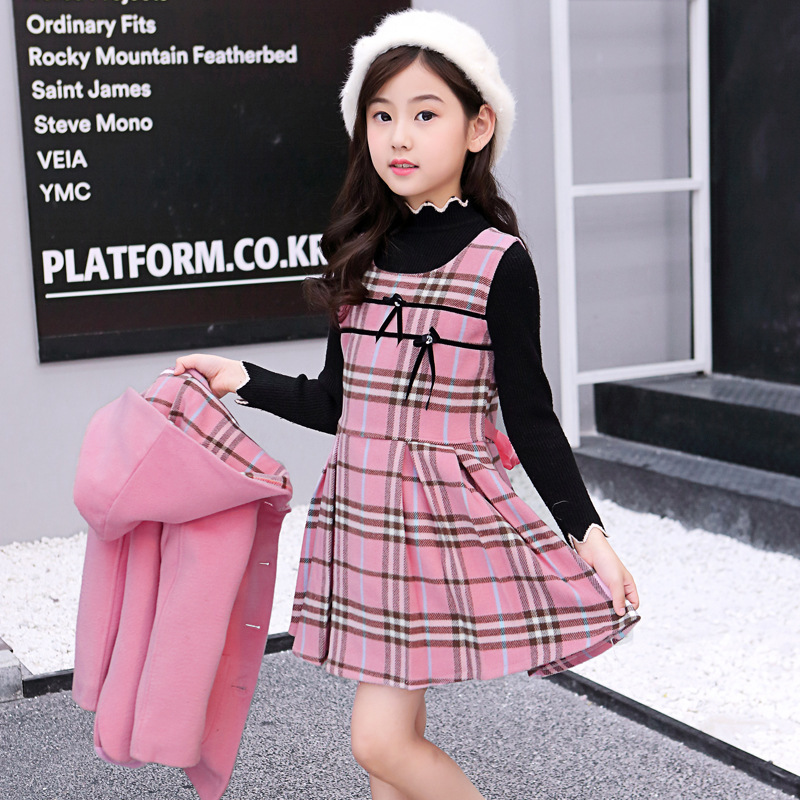 2022 children's skirt autumn clothes cotton coat new girls autumn and winter dress sleeveless college style princess skirt