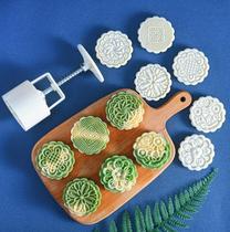 Mooncake mold hand-pressed household 75g Mid-Autumn pastry model printing with 6 flower slices Flower Baking Tools