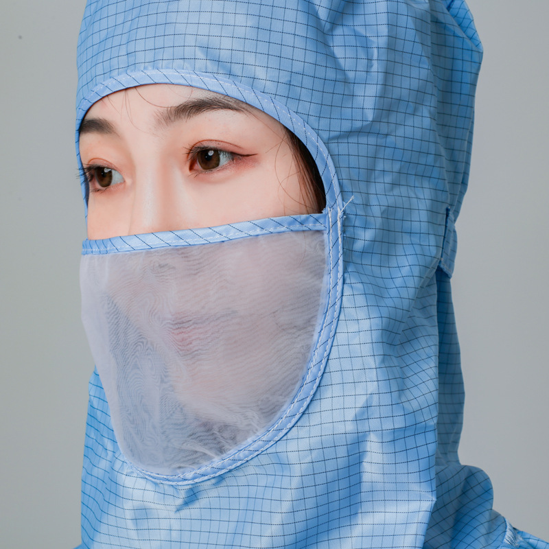 Anti-static 100 class dust-free work clothes grid even cap with mask clean room construction clothes frog style
