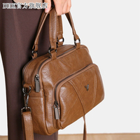 French DUDK soft leather handbag pillow bag women's retro mother bag large capacity shoulder bag multi-compartment crossbody bag