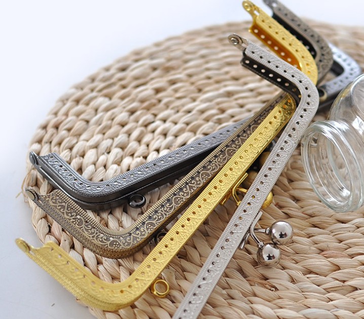 Square bag mouth gold clip seam embossed gold length 20cm DIY handmade bag mouth gold accessories four colors optional