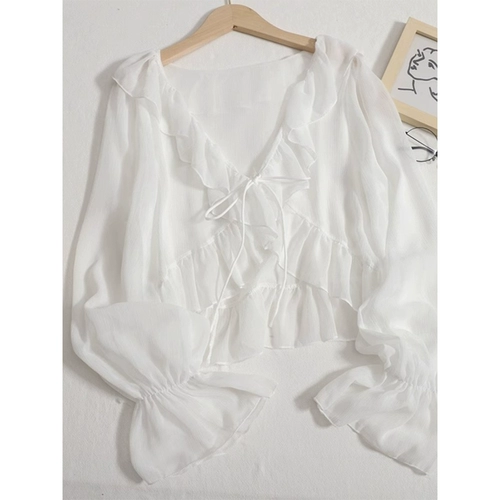 Шифоновое тонкое платье-комбинация, летняя шелковая накидка, жилет, защита от солнца