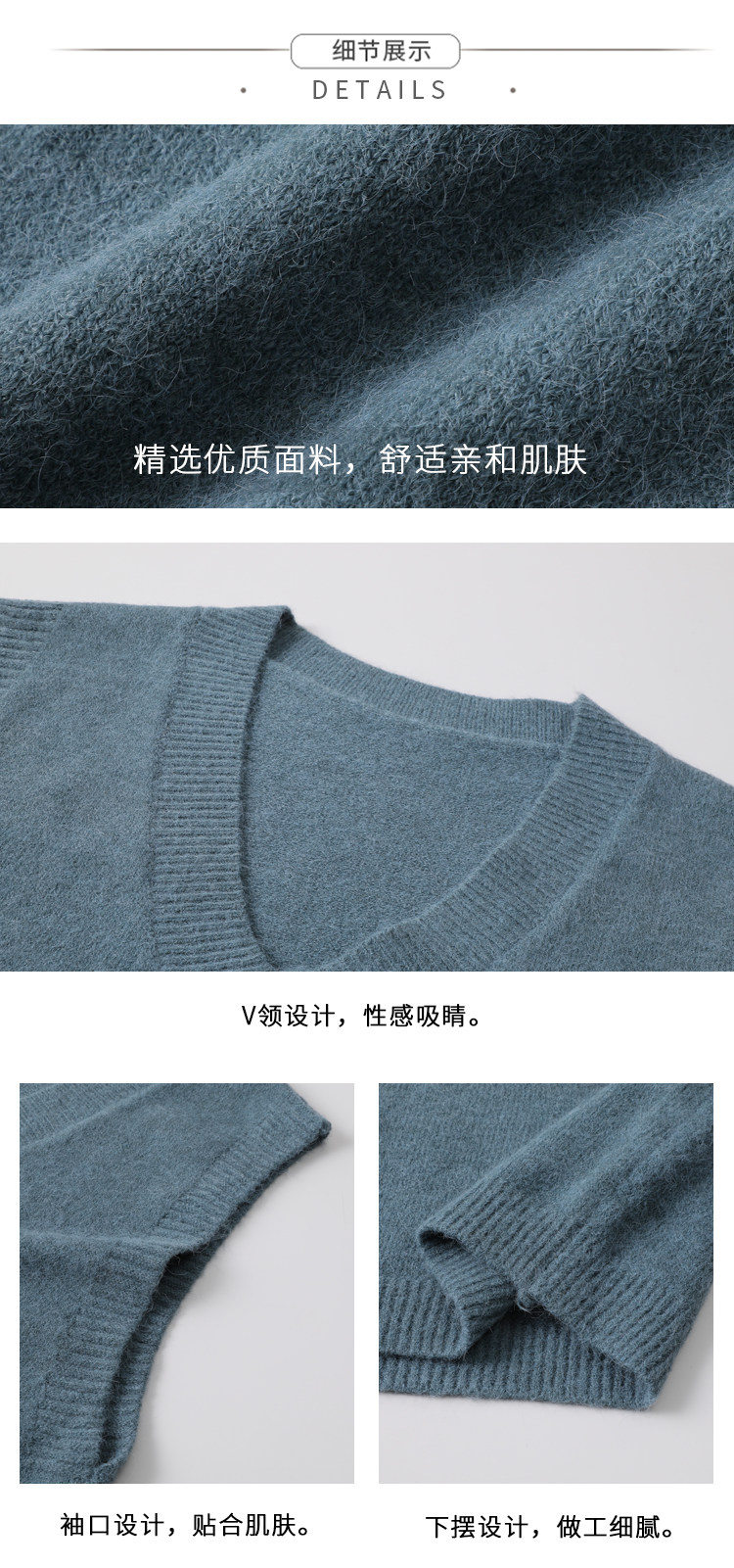 Женская жилетка 蓝色v领针织马甲女秋冬款外搭叠穿百搭坎肩无袖短款秋冬毛衣背心