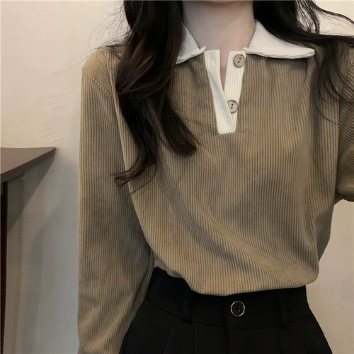 Tide, весенний дизайнерский лонгслив для отдыха, воротник поло, тренд сезона, подходит для подростков, свободный крой