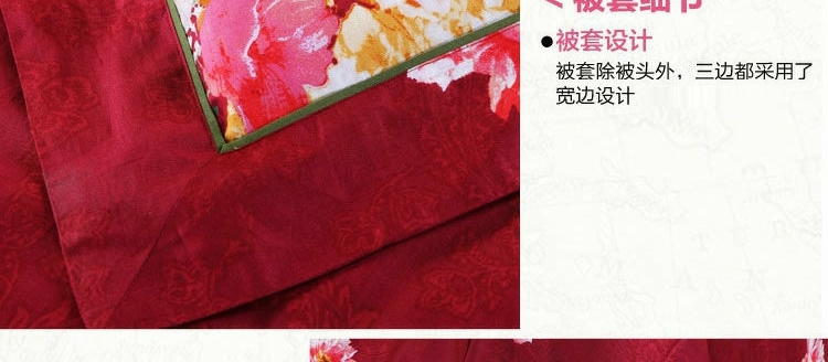 Thủy dệt bông twill phản ứng in một gia đình bốn người phụ nữ vẽ bộ đồ giường hoa AY5122 - Bộ đồ giường bốn mảnh gối mền 2 trong 1