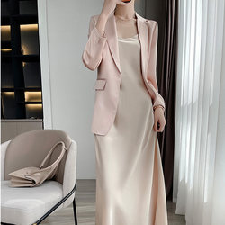 Heavy-duty high-end acetate mulberry silk suspender dress for women with French style and high-end sense of bottoming satin fabric long skirt