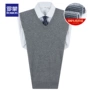 Romon / Romon trung niên áo len cashmere tinh khiết kinh doanh mùa thu và mùa đông giải trí áo vest cổ chữ V nam bên trong vest đan áo len mỏng