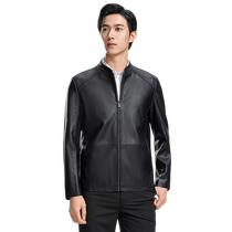 (Cotton added to keep warm) Luo Meng Mens Fashion Trendy Stand Collar Short PU Leather Jacket 2024 Autumn New Jacket for Men