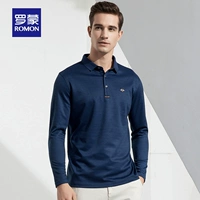 Romon / Luomen nam kinh doanh áo thun dài tay trẻ trung mùa xuân và mùa thu mới màu rắn giản dị bên trong áo POLO shop bán áo thun nam có cổ