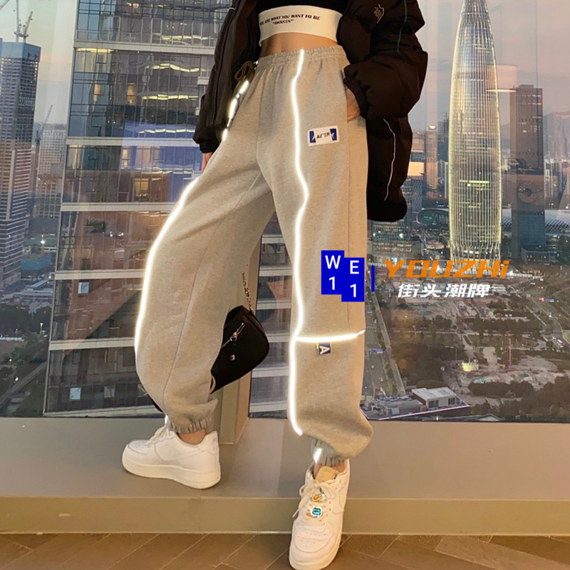 Pass test) ader new reflective sweatpants women's Korean tide brand sports and leisure design sense niche trousers trousers