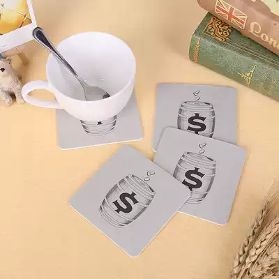 Coaster custom creative tea cup heat insulation mat absorbent paper coaster custom coaster animation solid color Square round coaster