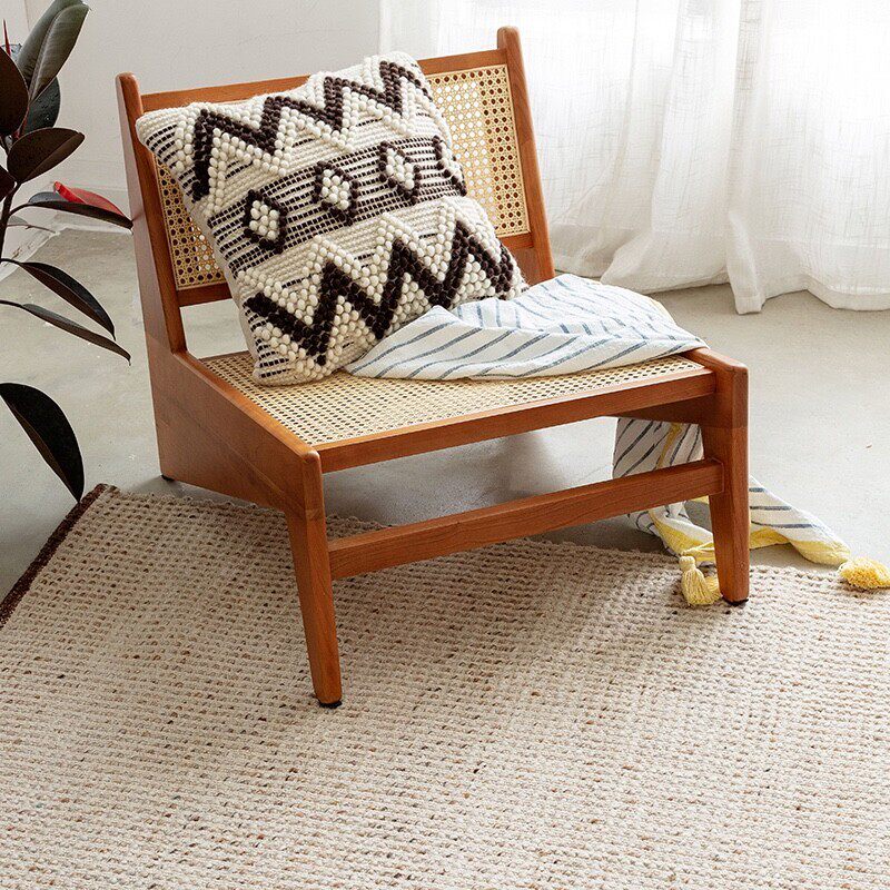 Chandigarh kangaroo chair rattan chair single medieval solid wood rattan chair balcony lazy leisure back rattan chair