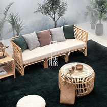 Nordic ins rattan chair natural rattan back chair Japanese rattan single sofa leisure chair living room balcony home