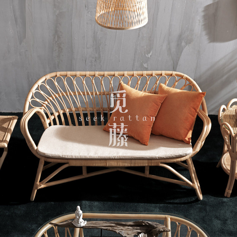 Southeast Asian wind-natural vine coffee living room casual vine chair simple residential double vine sofa chair