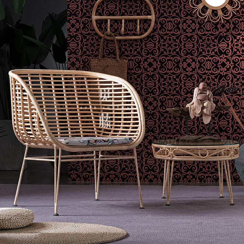 Rattan furniture rattan chair rattan sofa single leisure balcony rattan chair leisure chair designer creative rattan chair sofa