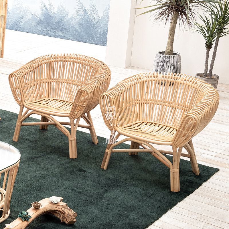 Nordic Creative Sofa Single Balcony Sofa Chair Simple Southeast Asian Rattan Homestay Model Room Terrace Rattan Chair