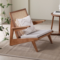 Balcony Rattan Chair Single Medieval Chair Chandigarh Chair Homestay Leisure Chair Wabi Sabi Style Furniture Armrest Rattan Chair