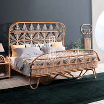 Rattan furniture Indonesia rattan bed simple modern creative bedroom homestay inn hotel furniture rattan double bed