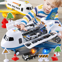 Childrens music Inertial simulation plane model toy Multi-functional storage deformation car police car suit Male