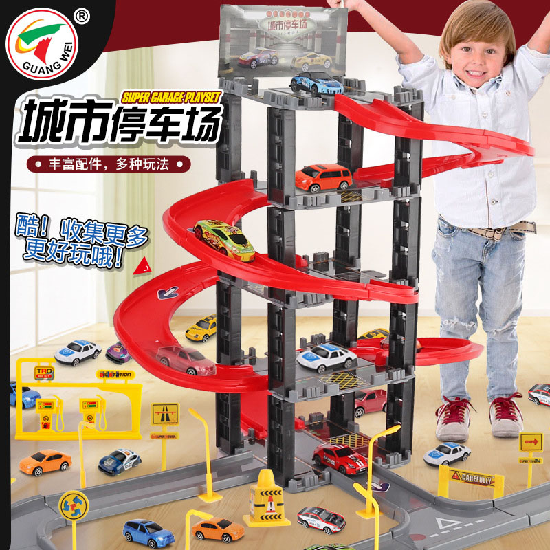 Children Parking Lot Toy Alloy Small Car Solid Multilayer Rail Car 3-6-8 Boy Puzzle Assembled Gift 5