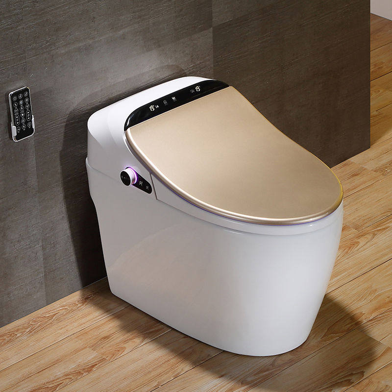 Printed porcelain home toilet remote control fully automatic clamshell flushing water seat poo millet voice integrated intelligent toilet