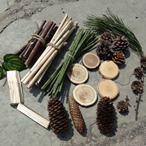 Kindergarten handmade Christmas natural branches fine branches Development Intelligence DIY flower arrangement bark wooden sticks dried fruit