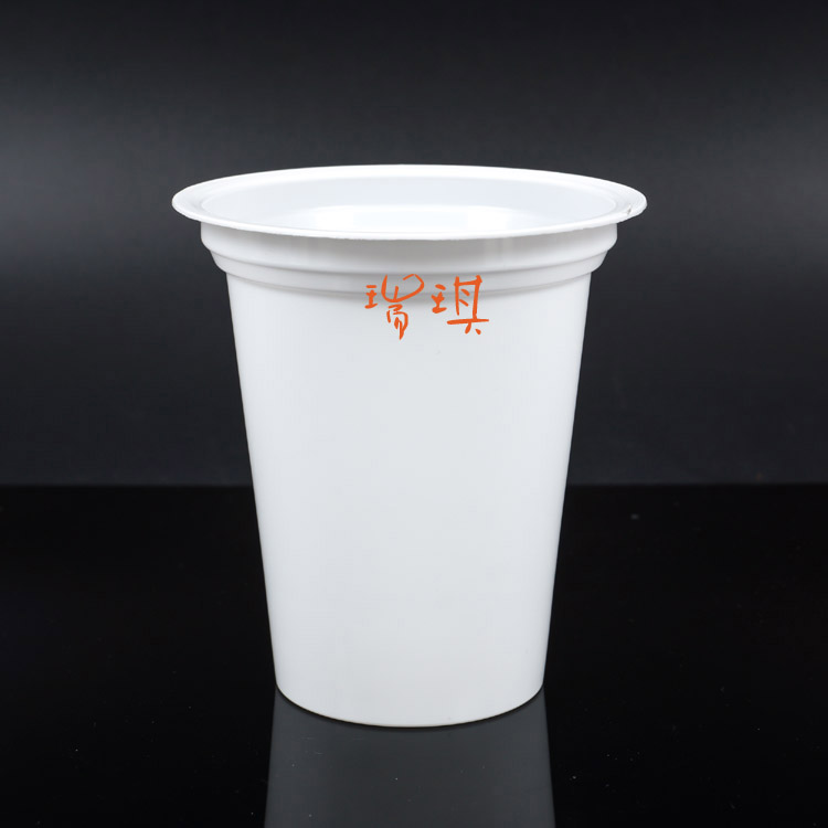 Customized white disposable plastic cup 400 350 330 200ml bean paste milk yogurt drink cup