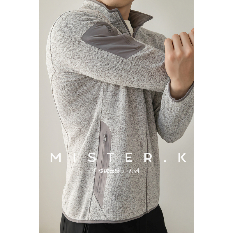 [Mountain Series Outdoor] Stand Collar Fleece Zipper Sports Jacket Men's Commuting Moisture-Wicking Fleece Jacket for Autumn and Winter