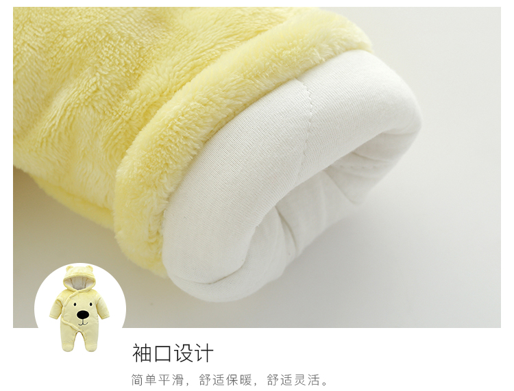 Quần áo cotton cho bé mùa thu và quần áo mùa đông 0-3 trăng tròn bé cộng với nhung dày sơ sinh ra khỏi cơ thể bộ body mùa hè cho bé gái