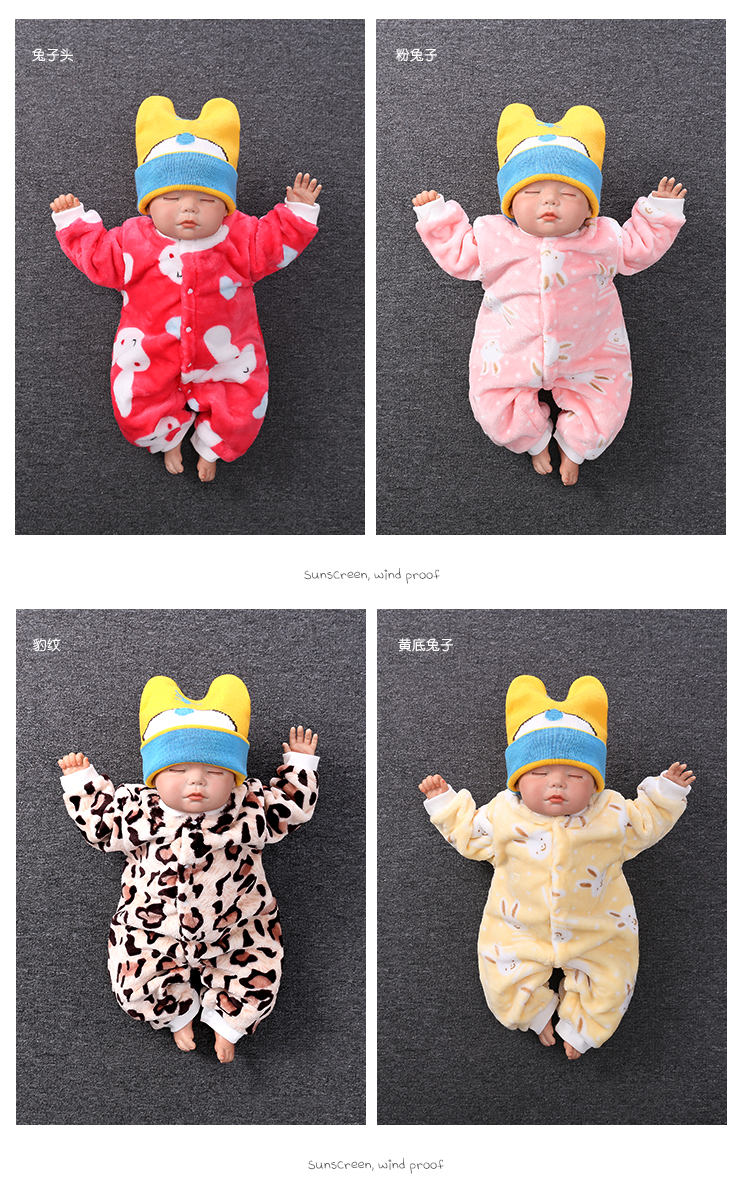 Quần áo cho bé mùa thu đông mặc quần áo dày 0-3 tháng Quần bé leo san hô flannel Bộ đồ ngủ một mảnh ấm áp đồ bơi bé trai
