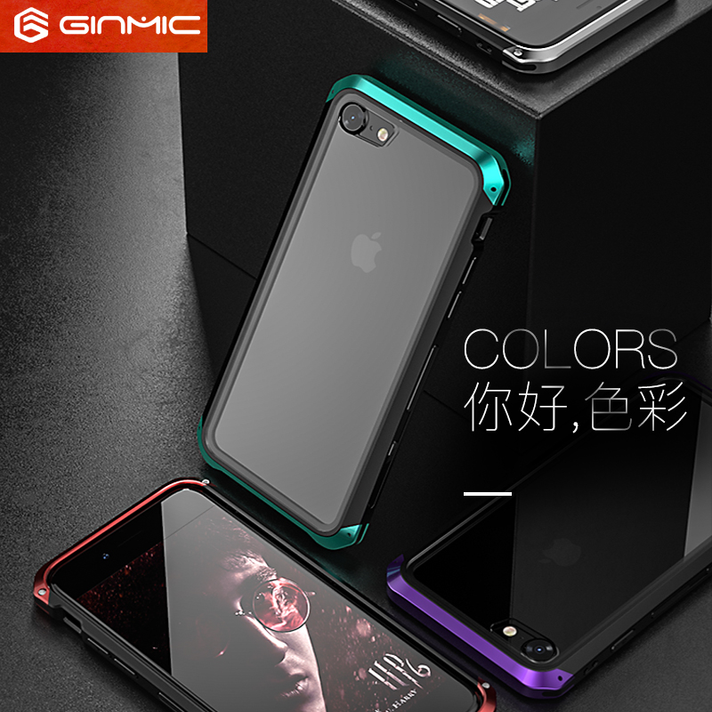 GINMIC Solace Glass Aerospace Aluminum Frame Toughened Glass Case Cover for Apple iPhone 8 Plus & iPhone 8 & iPhone 7 Plus & iPhone 7