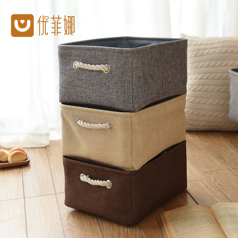 Storage box size number finishing box storage box linen fabric medium clothing toy storage box household