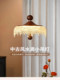 Italian-Style Mid-Century Glacier Water Drop Chandelier Duplex Loft Staircase Light Apartment Vintage Peach Wood Villa Suspended Chandelier