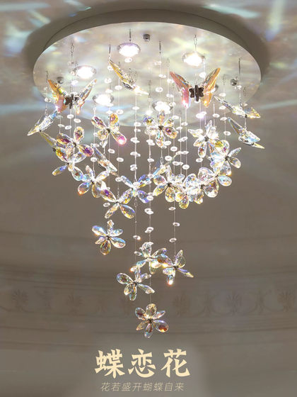 French-Style Light Luxury Butterfly Crystal Chandelier 2026 New Model, High-End, Simple and Elegant, Ceiling Light Fixture for Children's Room and Bedroom
