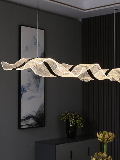 Sales Department Hotel Lobby Front Desk Bar Counter Lamp Long Strip Art Decoration Restaurant Galaxy Starry Sky Simple Streamer Chandelier
