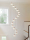 French-Style Cream-Colored Spiral Staircase Long Chandelier Loft Apartment Villa Modern Simple and Elegant Duplex Building Chandelier