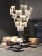 New Chinese-Style Duplex Living Room Large Chandelier, Modern Minimalist Hollow Villa Self-Built House High Ceiling Cloud-Pattern Creative Lighting Fixtures