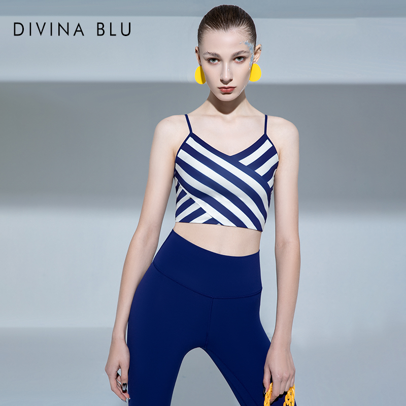 DIVINA BLU Toronto Series Ocean Bra Beauty Back Sports Lingerie Women's Running ShockProof Yoga Suit Vest