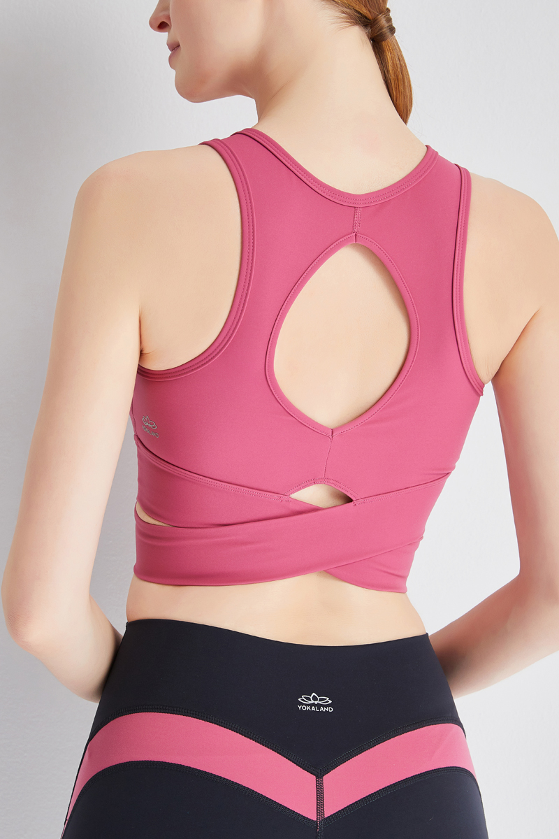 Yoga-wear nude bodice BBW158 women gather fitness professional shockproof running five point sports underwear