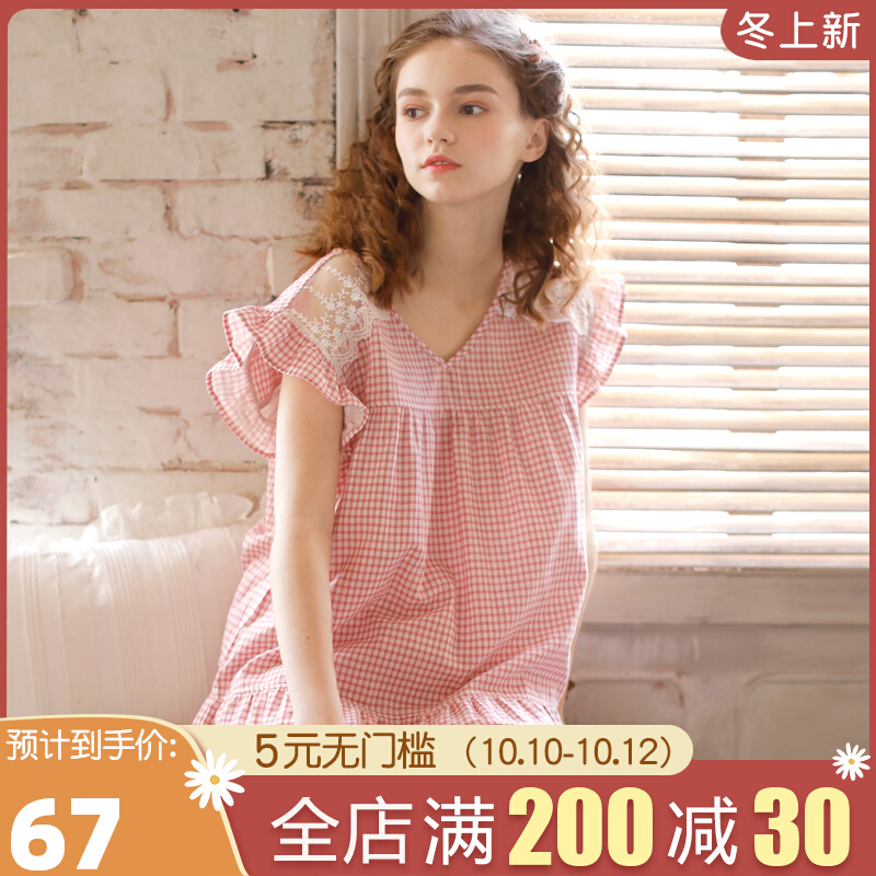 Pajamas women's summer thin cotton gauze summer Japanese cute girl short-sleeved shorts home service two-piece suit