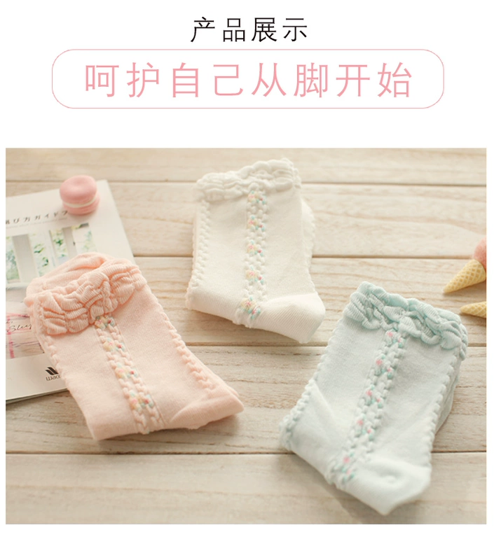 Mùa hè rộng mút vớ của phụ nữ vớ cotton thoáng khí Hàn Quốc mùa xuân và mùa hè giản dị ba đôi vớ cotton mỏng cơ bản - Vớ bông