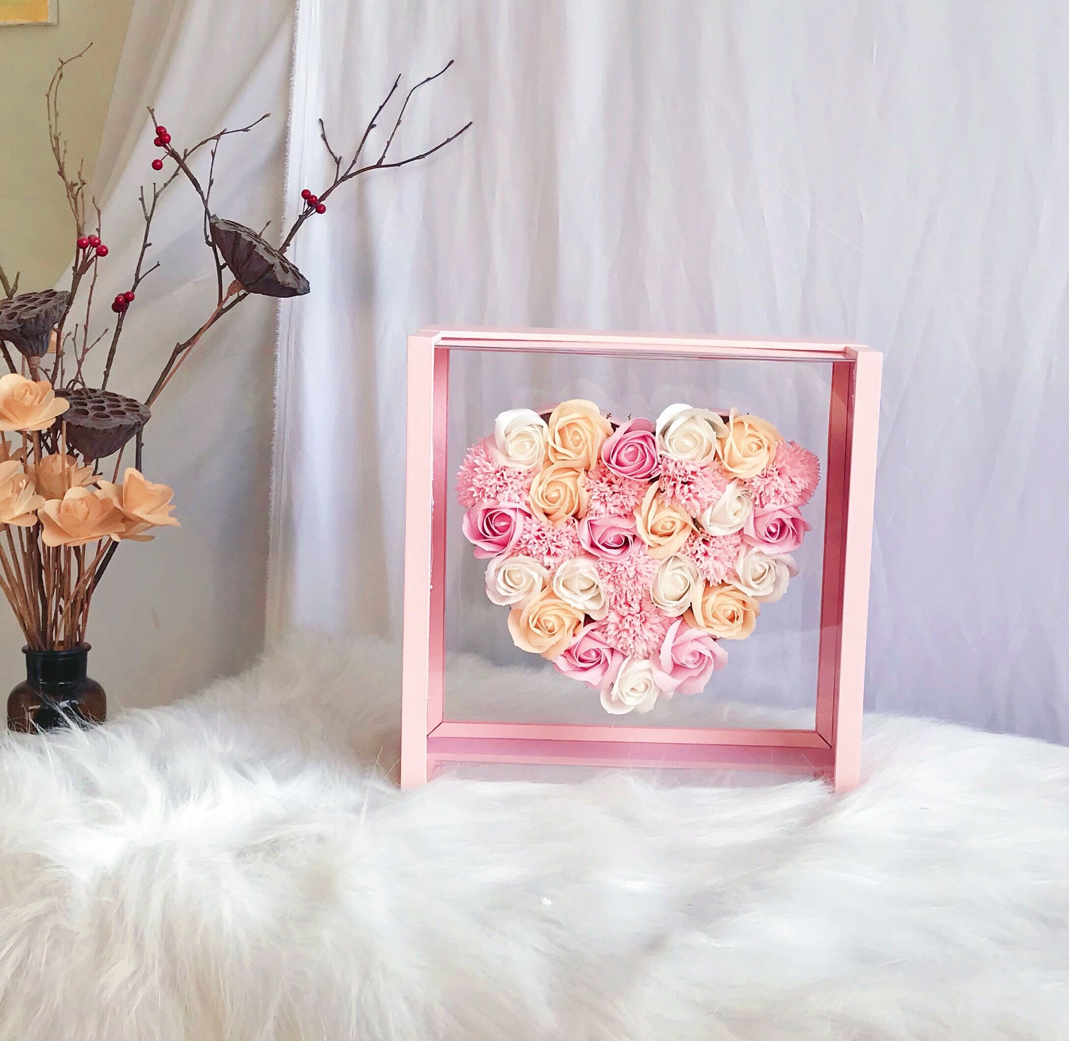 Rose Soap Flower Heart-shaped Gift Box Home Opening Housewarming Decoration Gift Teacher's Day Flower Girlfriend Birthday