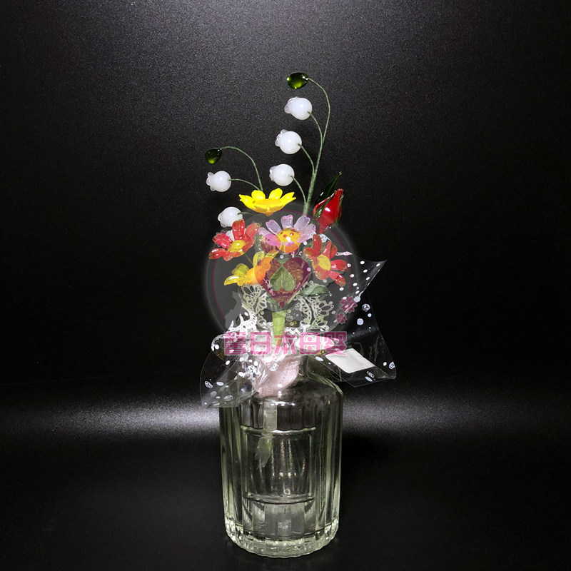 (Hokkaido small bottle craft gift swaying decoration) 220616 live onsite single glass bouquet (style screenshot)