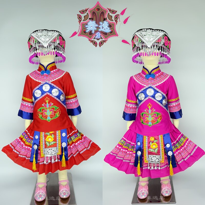 New kindergarten earth dance costume embroidered girl dress of the Miao family in March 3