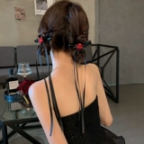 Заколка для волос с розой в составе с бантиком, атмосферная лента, изысканный аксессуар для волос, изысканный стиль