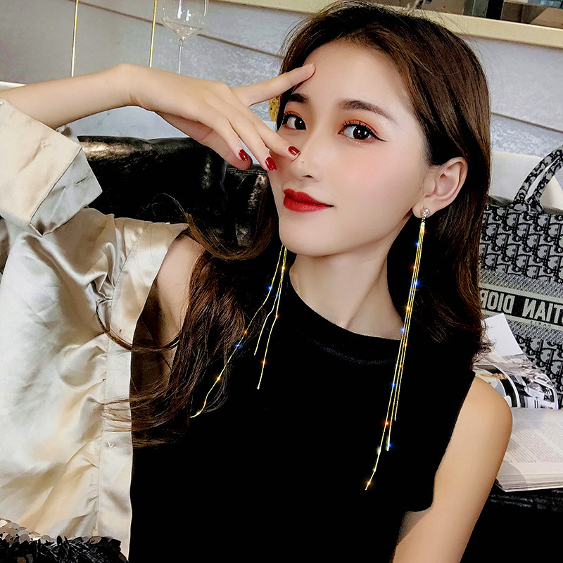 Conspicuous personality extra-long flow Suearrings 2022 new tidal net red temperamental earrings personality exaggerated earrings