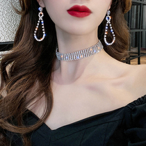 Face thin flash diamond long earrings 2020 New Tide Korean temperament Net red senior earrings exaggerated earrings female