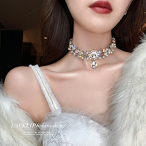 LACELIPS European and American exaggerated crystal light luxury necklace neck chain temperament neck jewelry chocker choker women