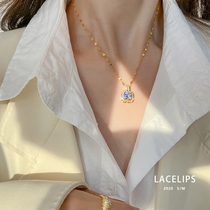 LACELIPS square crystal pendant necklace female ins temperament Net red choker 2020 New Tide neck chain