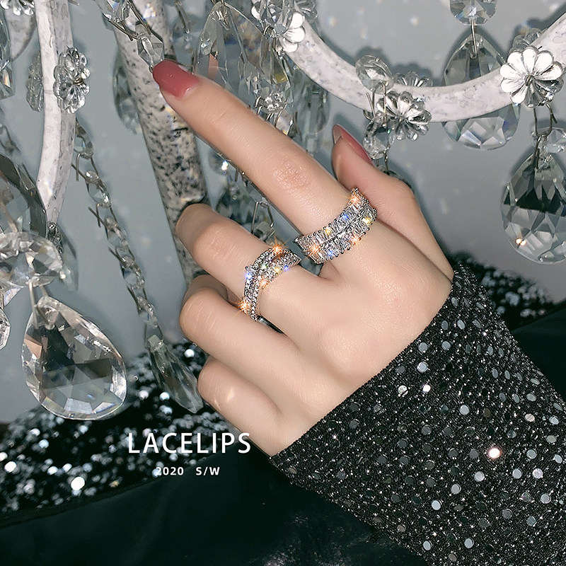 LACELIPS high-value new favorite light luxury super flash zircon ring female net red ins tide fashion personality ring